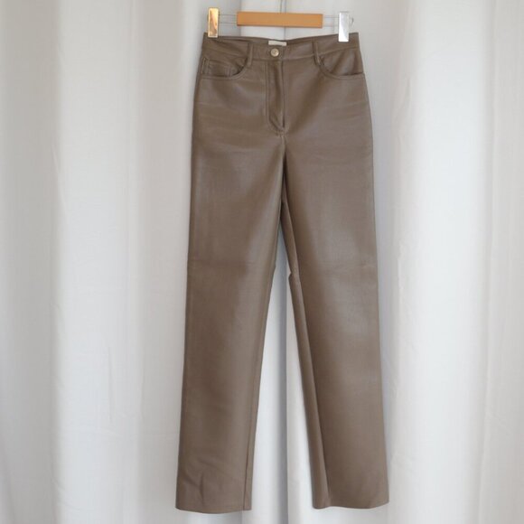 Wilfred Melina Vegan Leather Taupe Pants Sz 0 - Picture 2 of 8